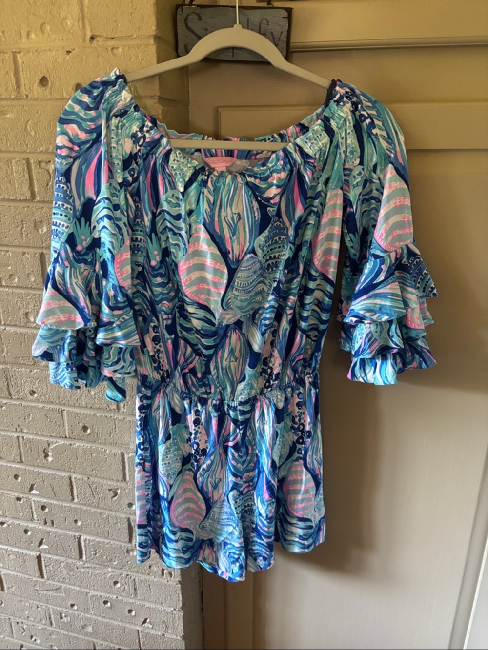 Lilly Pulitzer Calla  Romper with bell sleeves